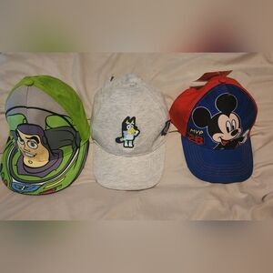 Set of Three Cartoon Character Youth Hats